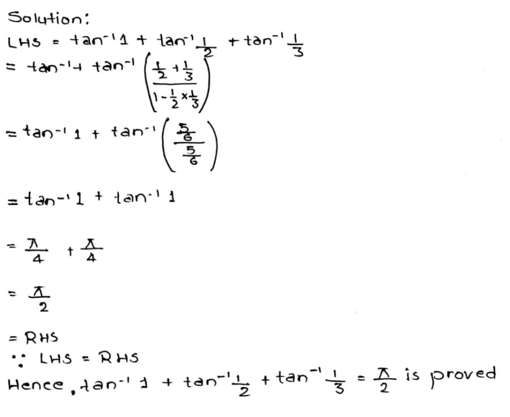 Prove That Ta N 1 1 Ta N 1 Frac 1 2 Ta N 1 Frac 1 3 Frac Pi 2 Snapsolve