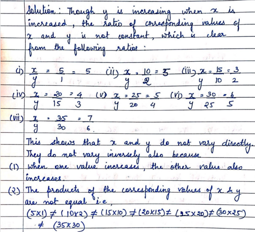 Determine From The Value Of X And Y Given Below Whether They Vary Directly Inversely Or In Neither Of These Ways Snapsolve