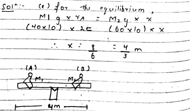 In The Game Of See Saw What Should Be The Displacement Of Boy B From Right Edge To Keep The See Saw In Equilibrium M 1 40kg M 2 60kg Snapsolve