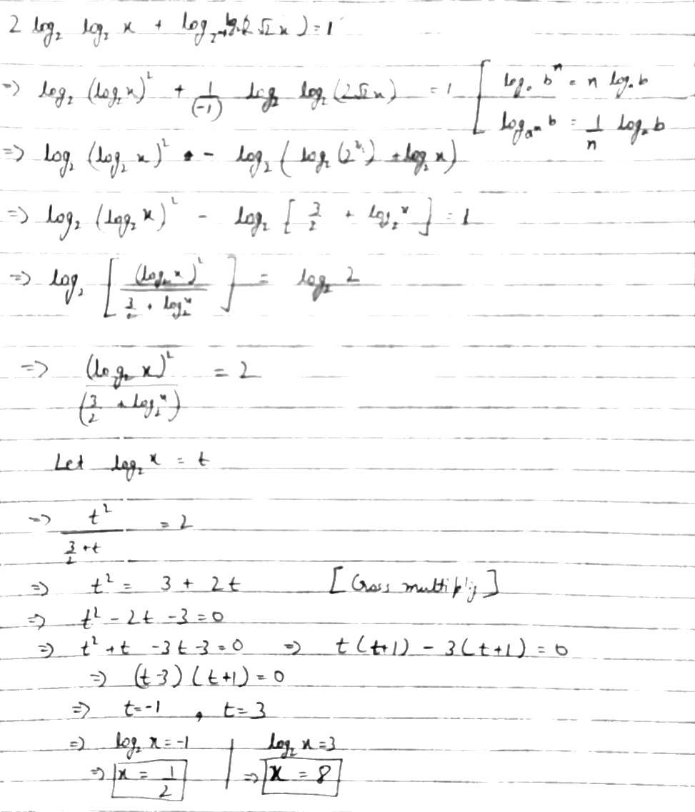 Find All Real Numbers X Which Satisfy The Equation 2lo G 2 Lo G 2 X Log Frac 1 2 Lo G 2 Left 2 Sqrt 2 X Right 1 Snapsolve