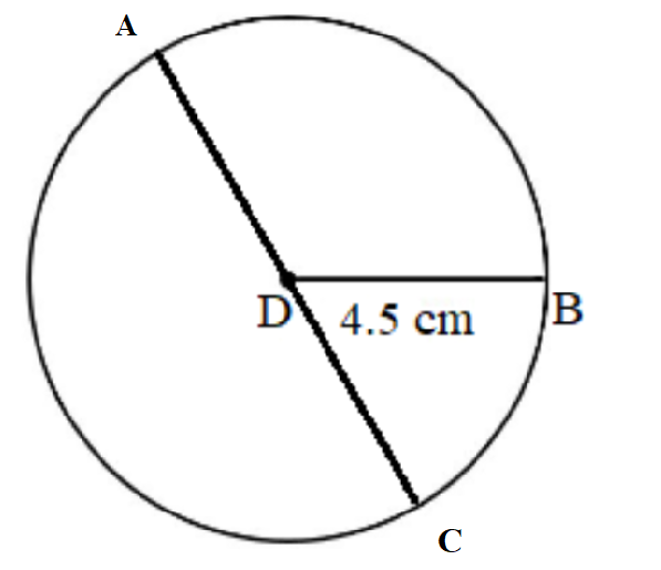 Draw A Circle Of Radius 4 5 Cm Draw A Line Passing Through The Centre And Meeting The Circumference At Two Different Points Name The Line So Formed Snapsolve