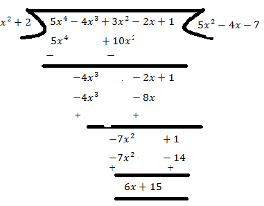 On Dividing P Left X Right 5 X 4 4 X 3 10 X 2 2x 1 By G Left X Right X 2 2 If Q Left X Right A X 2 Bx C Find A B C Snapsolve