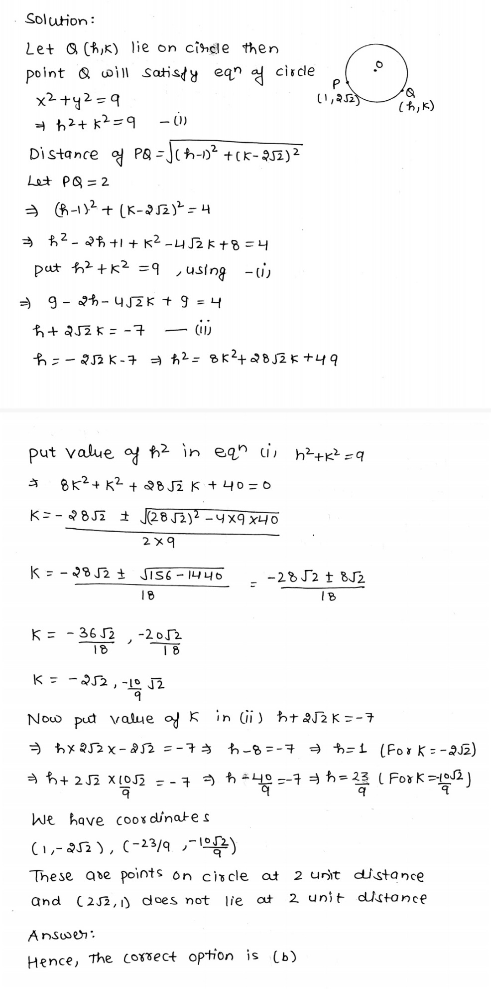 Left 1 2sqrt 2 Right Is A Point On Circle X 2 Y 2 Q Which Of The Following Is Not The Point On The Circle At 32 Units Distance From 1 2 Sqrt 2 A Left 1 2sqrt 2 Right B