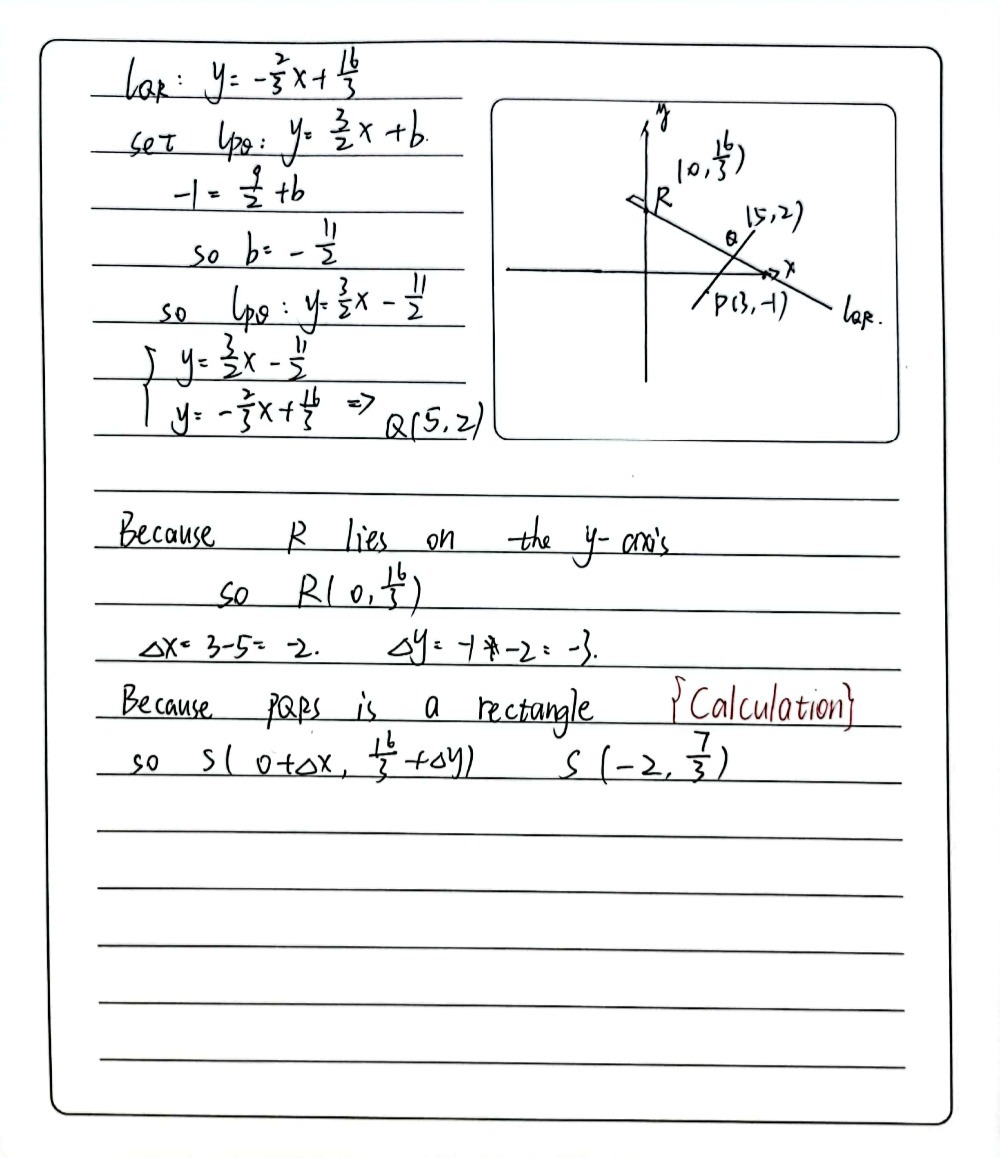 Point R Math Solved: The diagram shows a triangle PQR in which the point P is (3,-1 ...