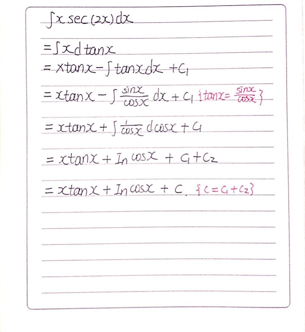 T Xsec 2x Dx Gauthmath