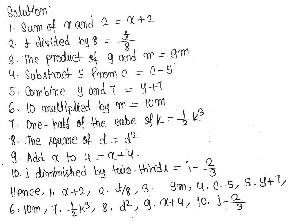 Translate Each Verbal Phrase Into An Algebraic Equ Gauthmath