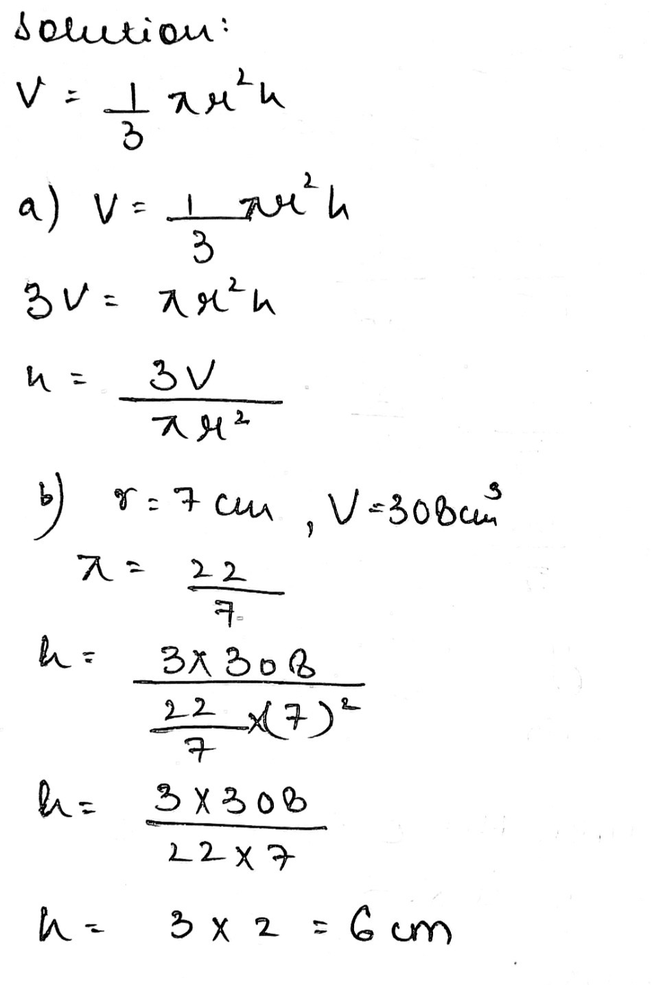 Given That V 1 3 P R2h Amake H The Subjec Gauthmath Given That V 1 3 P R2h Amake H The Subjec Gauthmath