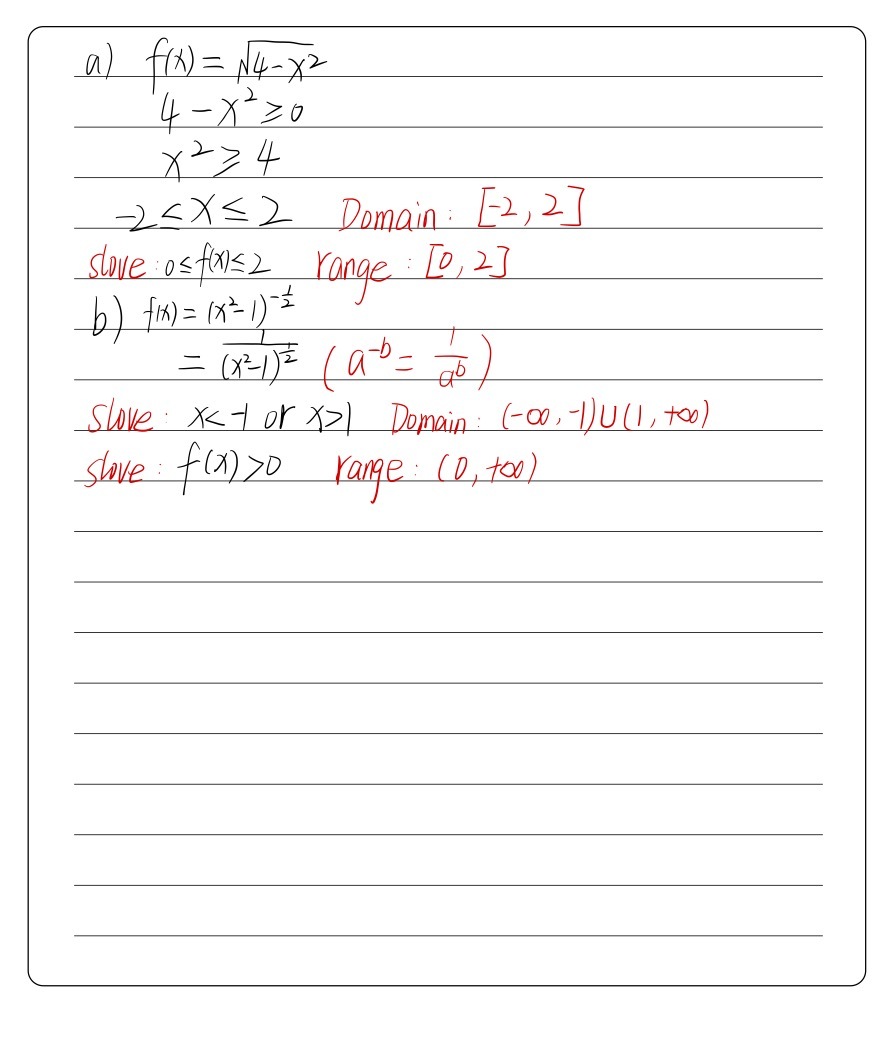 Question No 1 Determine The Domain And Range Of De Gauthmath