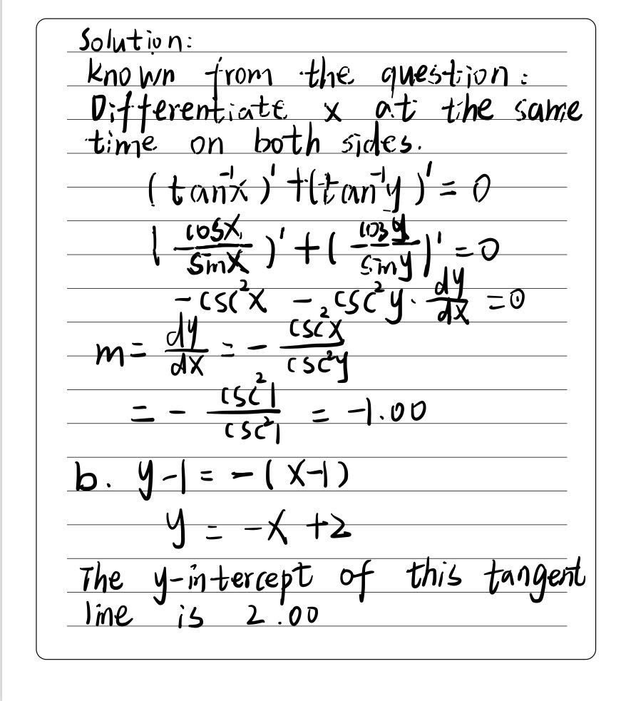 Consider The Function Tan 1x Tan 1y Frac P 2 Gauthmath