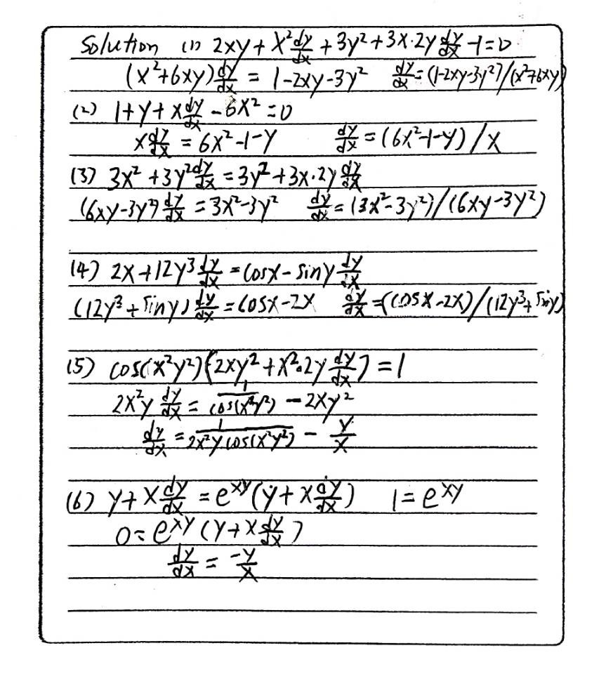 Find The Dy Dx By Implicit Differentiation Of Th Gauthmath