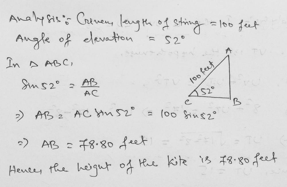 7 A Man Flies A Kite And Lets Out 100 Feet Of Str Gauthmath