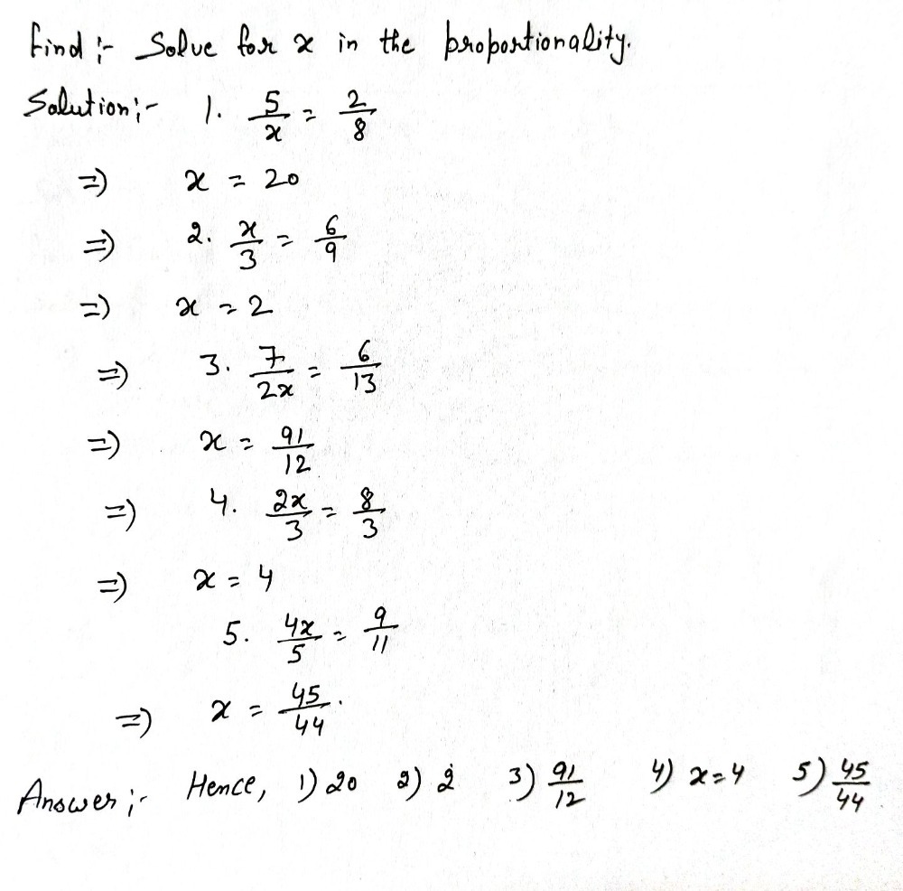 C Solve For X In The Proportionality 5 X 2 8 1 Gauthmath