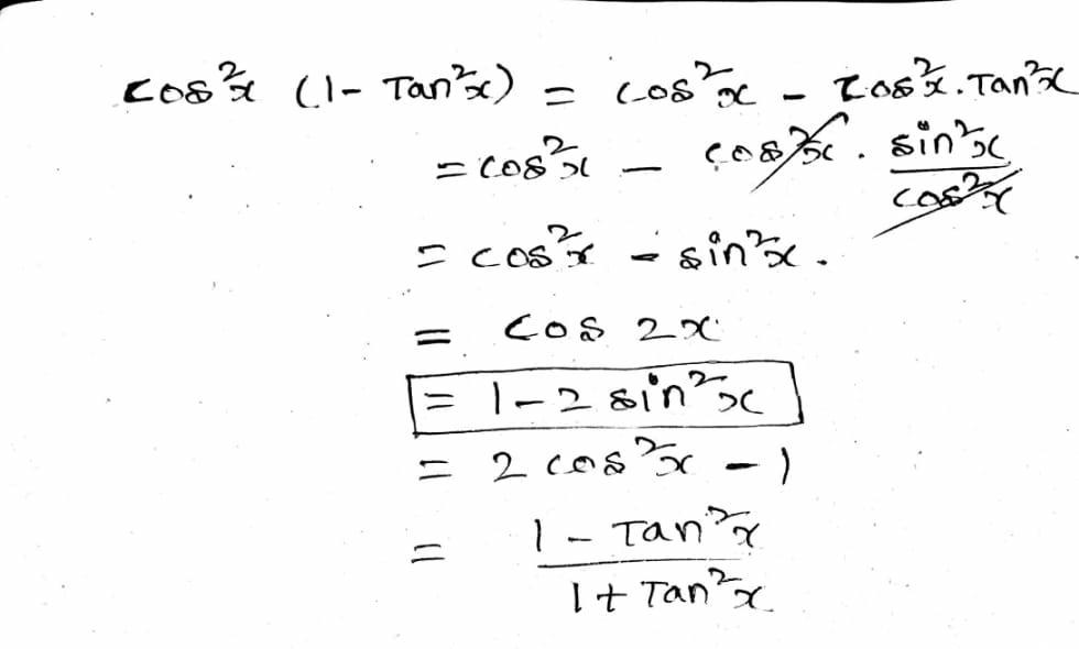 Cos 2x1 Tan 2x A 1 2 Sin 2x B 3 Cos 2x Sin Gauthmath