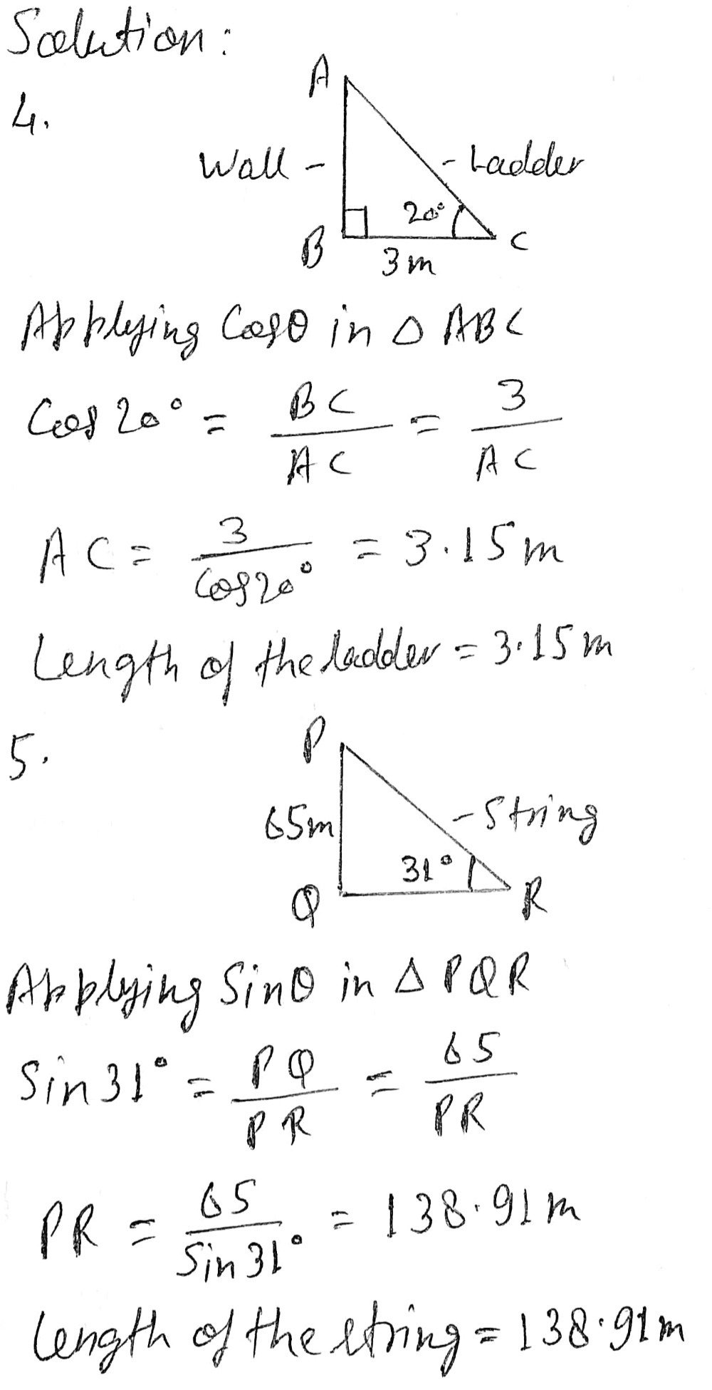 A ladder is leaning against a vertical wall makes - Gauthmath