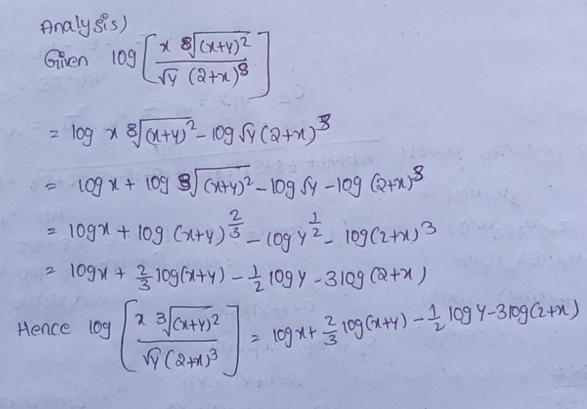 Expand The Following Log Frac X Cube Root Ofx Y2 Gauthmath