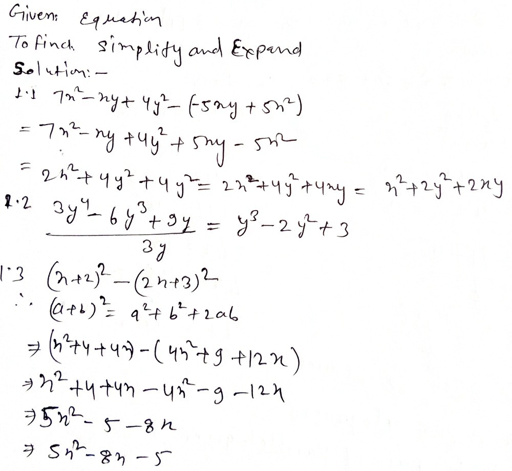1 1 Expand And Simplify The Following 1 1 1 7x2 Gauthmath