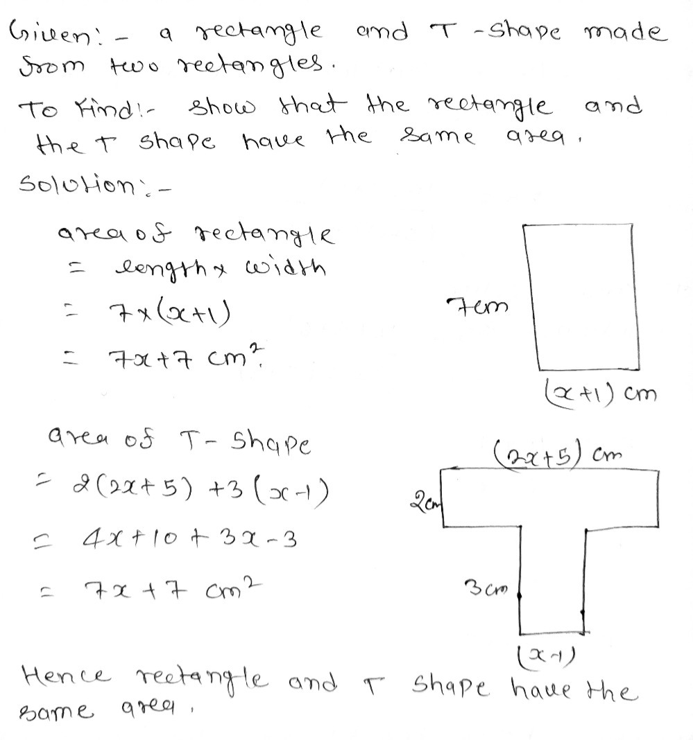Solved: Here is a rectangle and a T shape made from two rectangles Not
