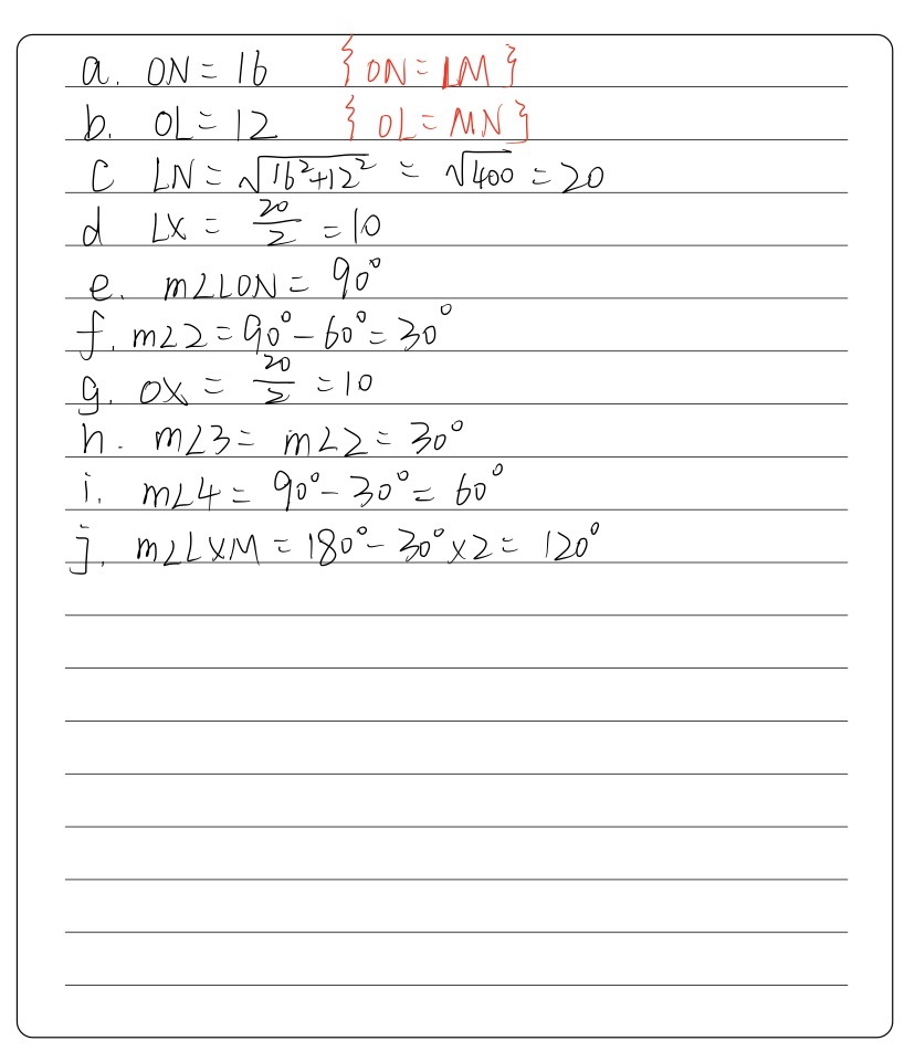 1 Lmno Is A Rectangle If Lm 16 Mn 12 And M Gauthmath