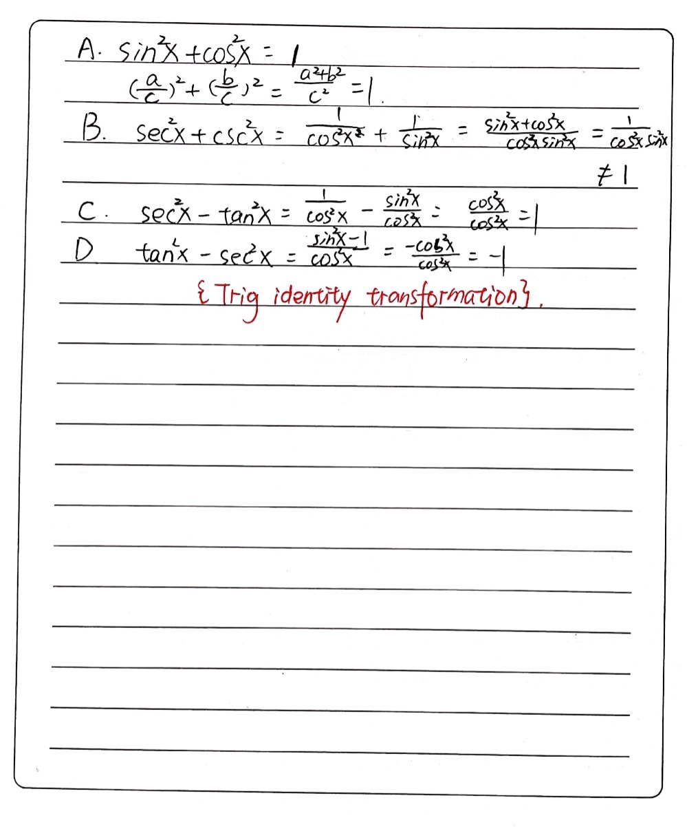 Which Of The Following Are Trigonometric Identitie Gauthmath Which Of The Following Are Trigonometric Identitie Gauthmath