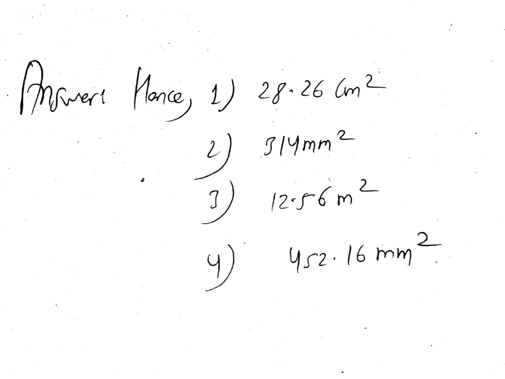 Give The Area Of The Following 1 Answer A P Gauthmath