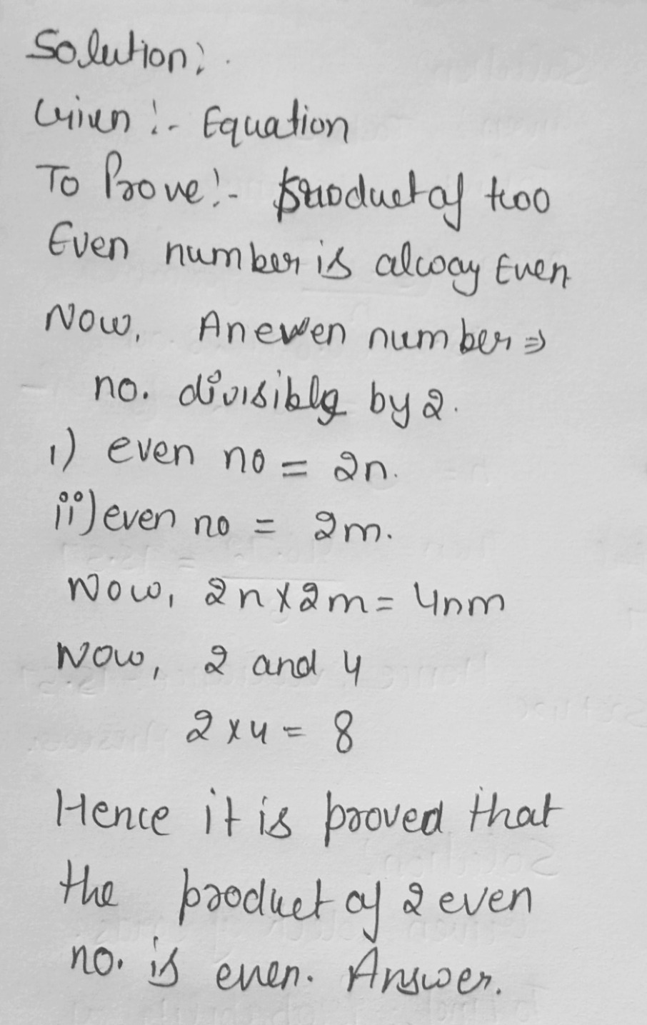 10 Prove The Product Of Two Even Numbers Is A Gauthmath