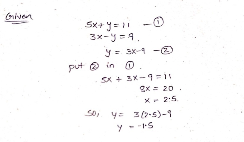 2 Beginaligned 5 X Y 11 3 X Y 9 Endaligned Gauthmath