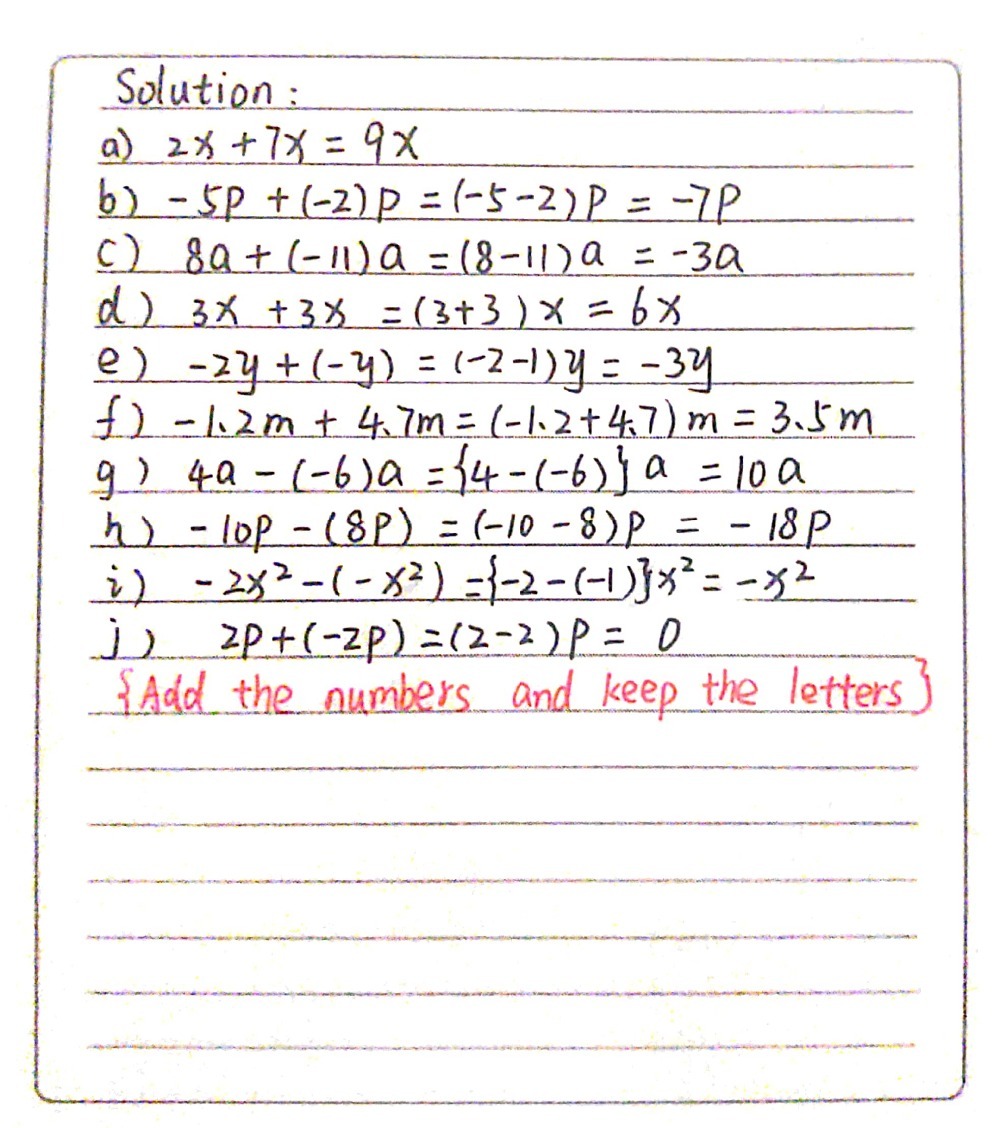 A 2x 7x B 5p 2p C 8a 11a D 3x 3x E 2y Y Gauthmath