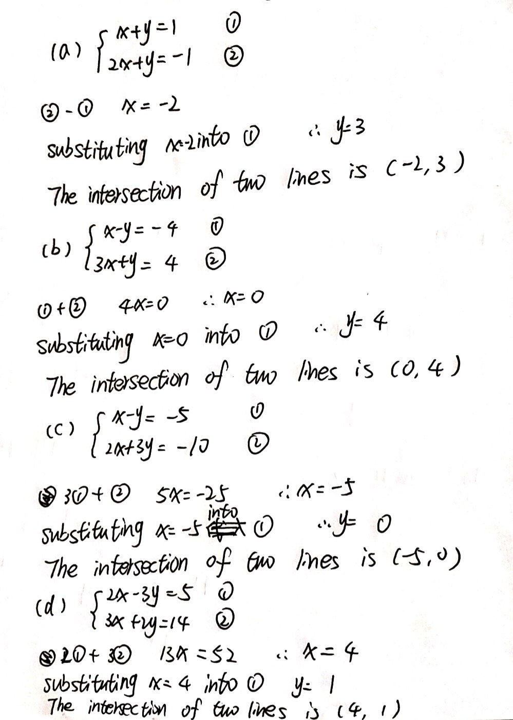 2 Determine The Point Of Intersection Of The Foll Gauthmath