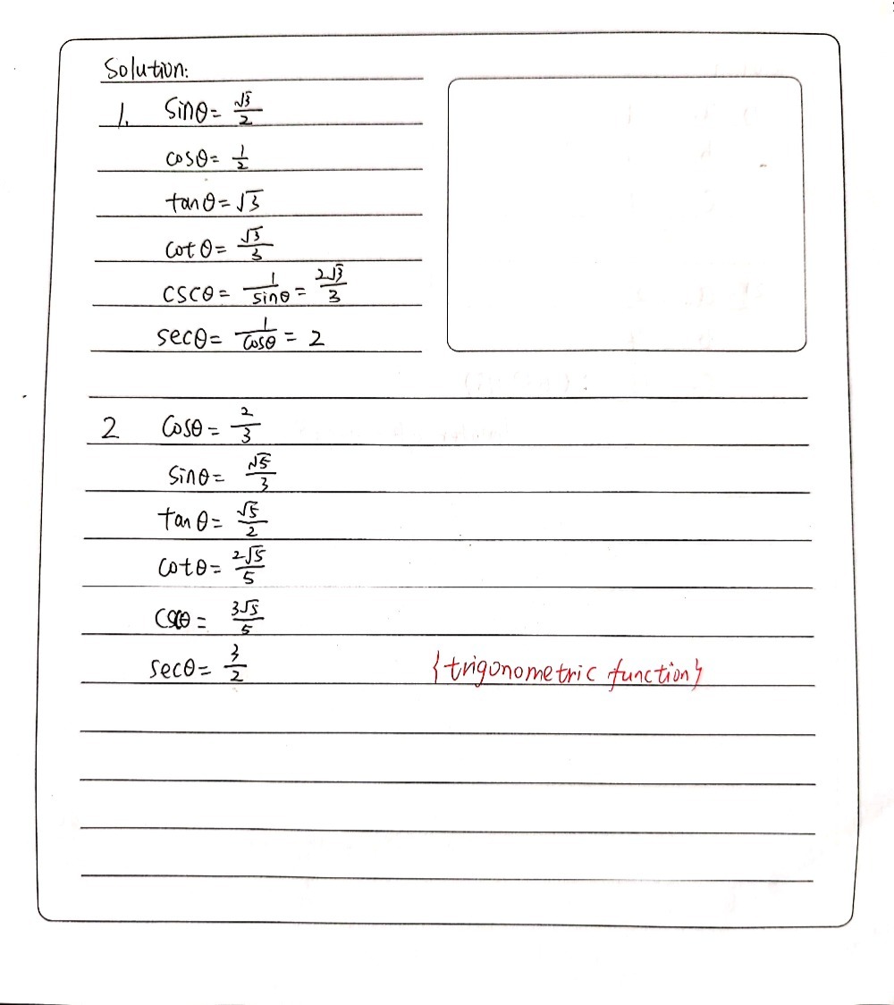 Given The Value Of One Trigonometric Ratio Of An U Gauthmath