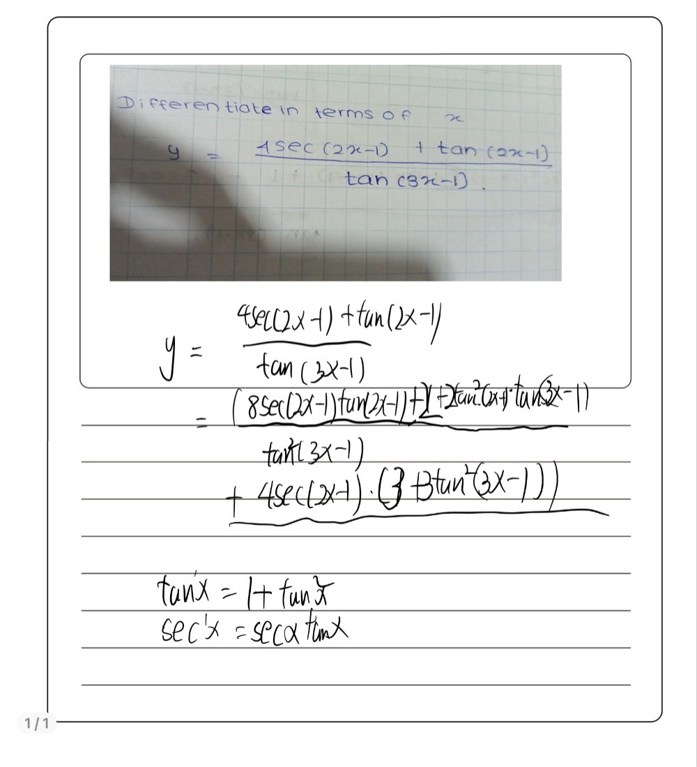 Differentiate In Terms Of X Y Fracoperatornamets Gauthmath