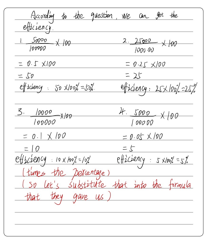 Learning Task 2 Direction C Alculate The Efficien Gauthmath