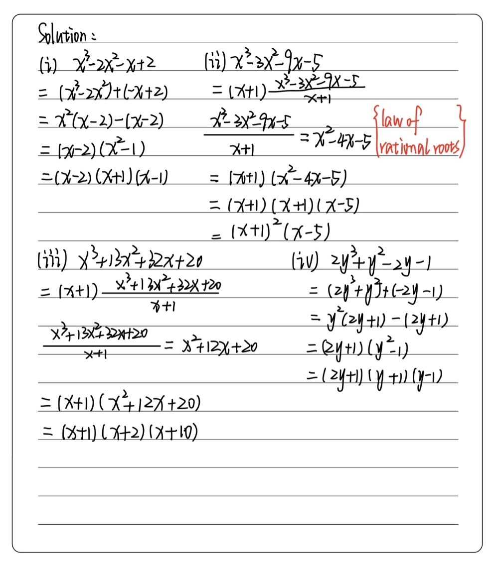 5 Factorise I X3 2x2 X 2 Ii X3 3x2 9x 5 Ii Gauthmath