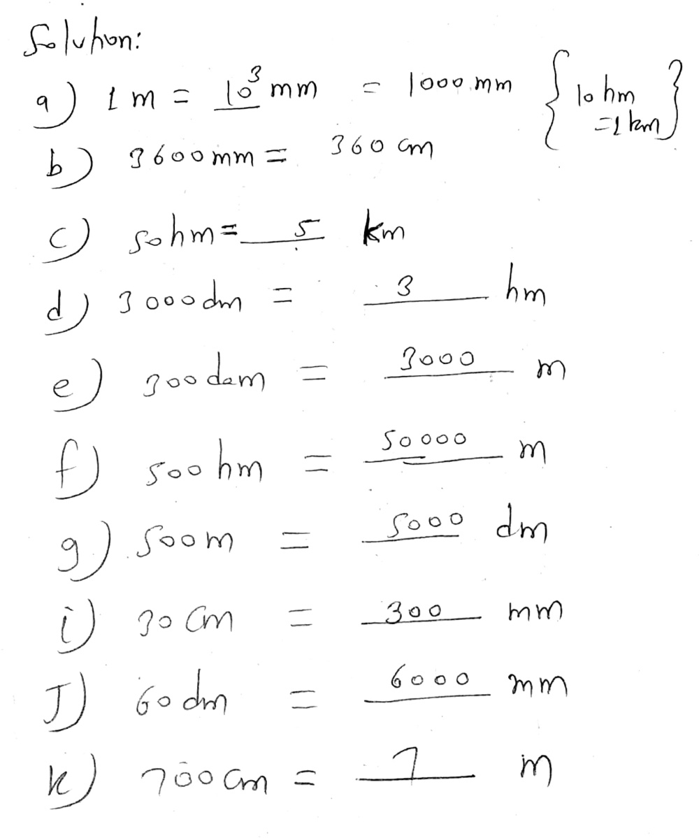 1 M Mm 3600mm Cm 50 Hm Km 3000dm Hm 300 Dmm Gauthmath