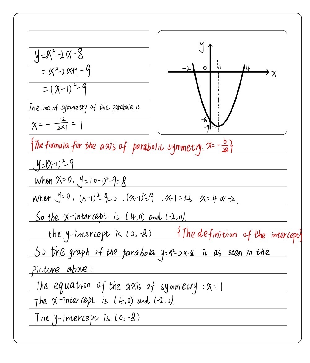 7 Graph The Parabola Y X2 2x 8 On The Grid Provid Gauthmath