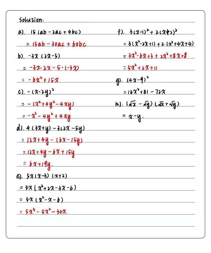 1 Expand And Simplify A 15ab 2ac 4bc B 3x2x Gauthmath