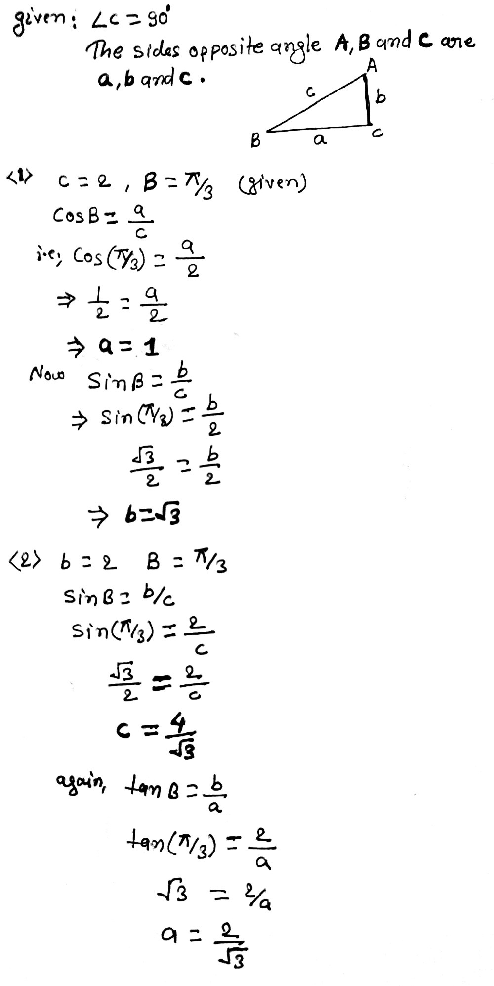 Solved: In Exercises 1- & ABC is a triangle with a right angle at C ...
