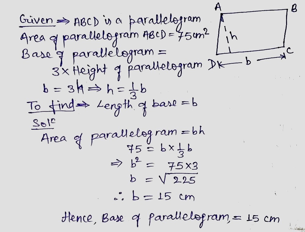 4 The Area Of A Parallelogram Is 75 Cm2 If The Gauthmath