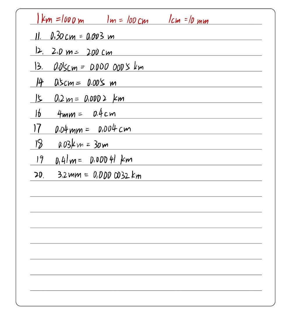 11 0 30cm M 12 M Em 13 0 05cm Km 14 0 5cm Gauthmath