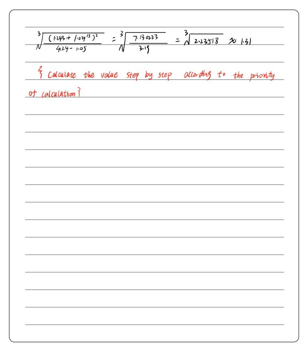 Calculate cube root offrac 1.243+1.0241524.241.05 Gauthmath