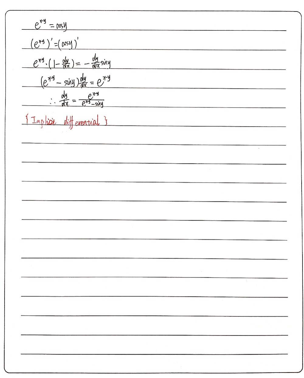 Using Implicit Differentiation Find Dy Dx If Ex Y Gauthmath