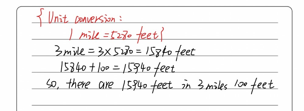 How Many Feet Are In 3 Miles 100 Feet There Are F Gauthmath