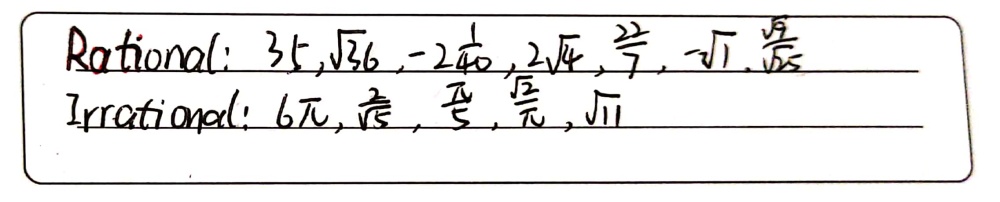 A Separate Rational And Irrational Numbers From T Gauthmath