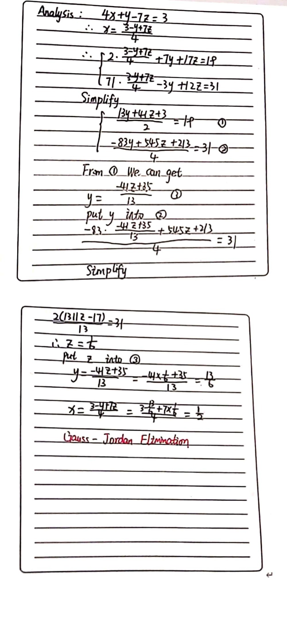 Using Gauss Jordan Method To Solve Fhe Following E Gauthmath