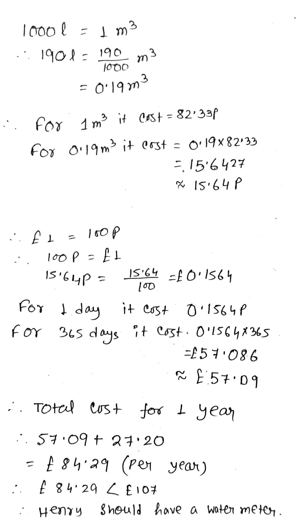 6 Henry Is Thinking About Having A Water Meter Gauthmath