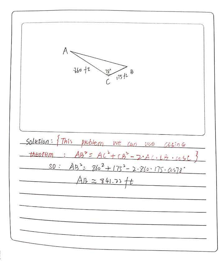 Lake Math Problem Solved: Stacy must find the distance from Point A to Point B on ...