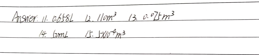 11 658 Cm3 Underline L 12 110 Kl Underline M3 13 Gauthmath