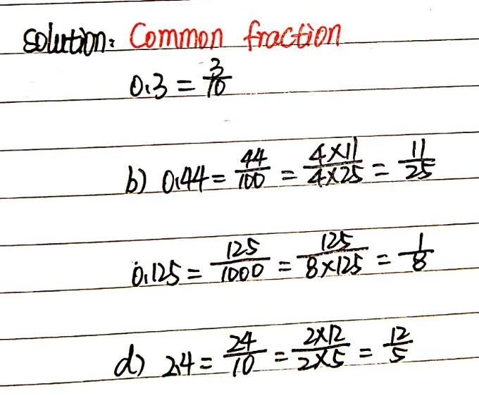 Rite As A Common Fraction 0 3 B 0 44 0 125 D 2 4 Gauthmath