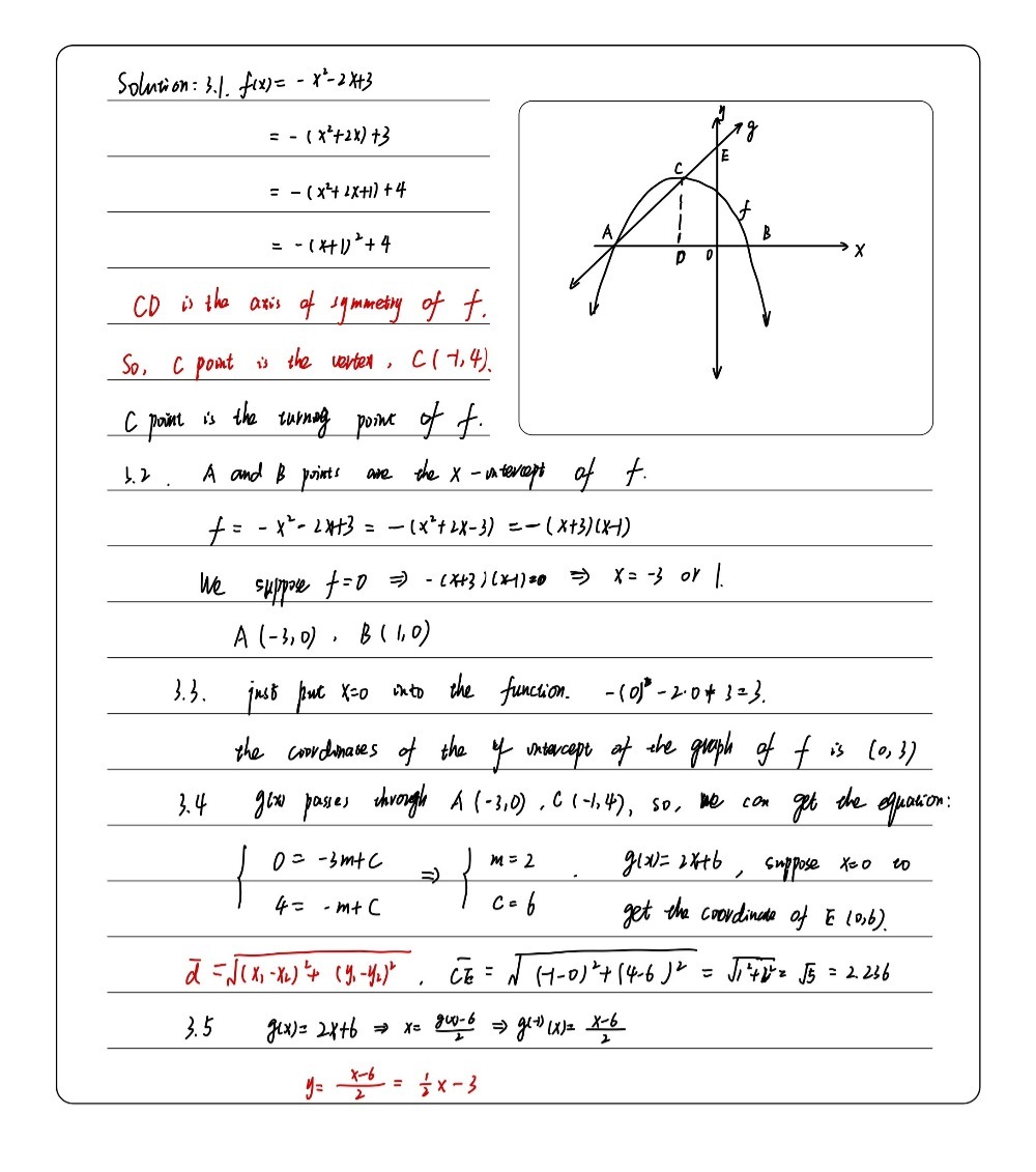 Question 3 The Functions Fx X2 2x 3 And Gx Mx C Gauthmath