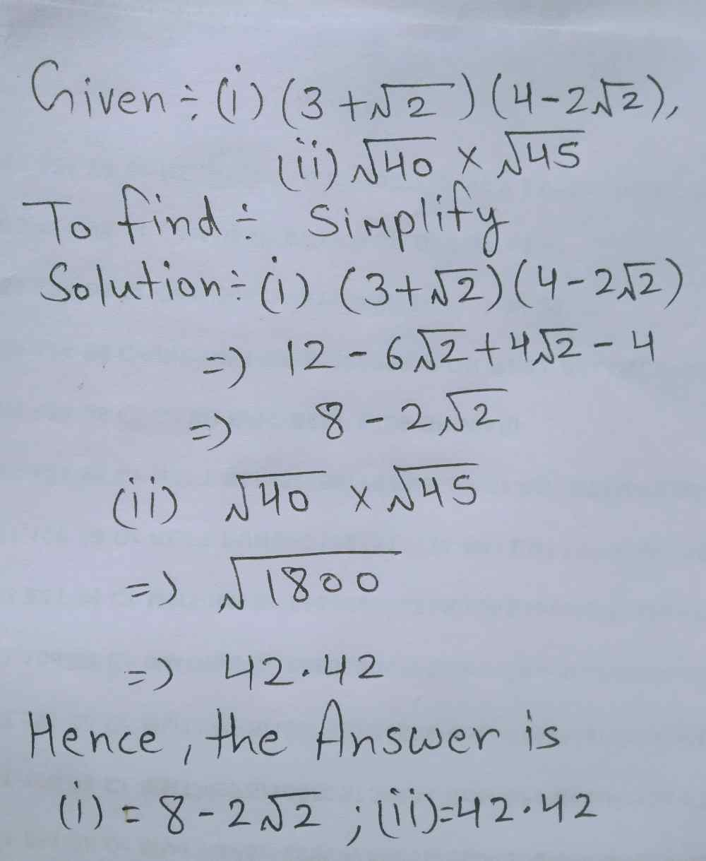 B Simplify The Expressions I 3 Square Root Of 2 Gauthmath