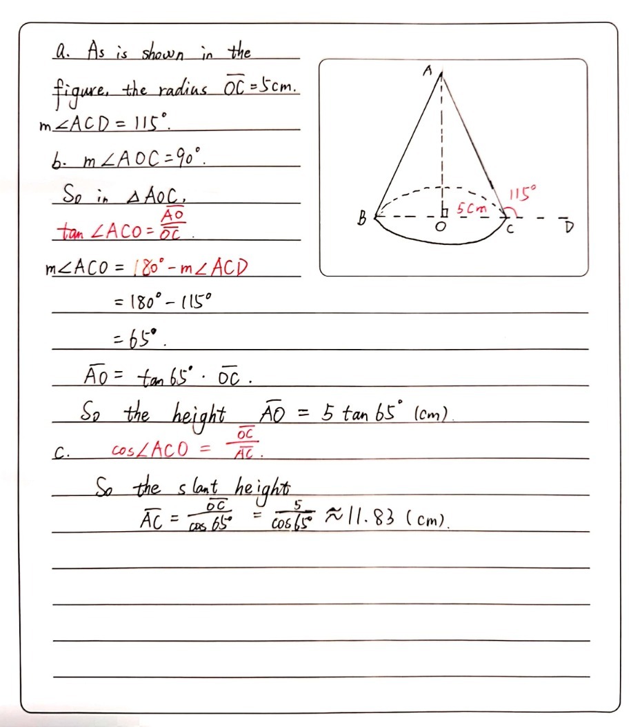 7 The Base Of A Cone Has A Radius Of 5 Cm The A Gauthmath 7 The Base Of A Cone Has A Radius Of 5 Cm The A Gauthmath